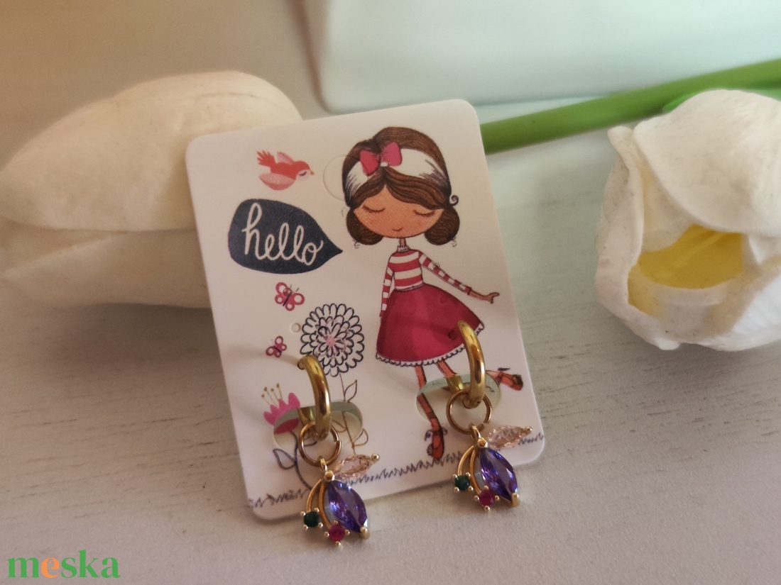 Nemesacél fülbevaló pillangó medállal! - ékszer - fülbevaló - lógó fülbevaló - Meska.hu