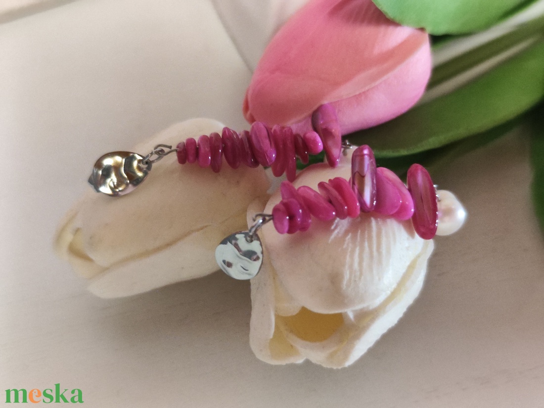 Ragyogó nemesacél fülbevaló természetes kincsekkel!  - ékszer - fülbevaló - lógó fülbevaló - Meska.hu