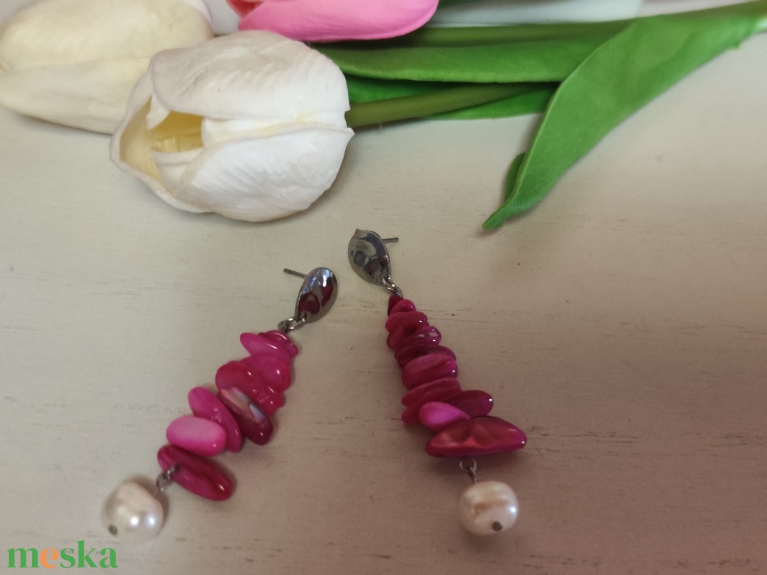 Ragyogó nemesacél fülbevaló természetes kincsekkel!  - ékszer - fülbevaló - lógó fülbevaló - Meska.hu