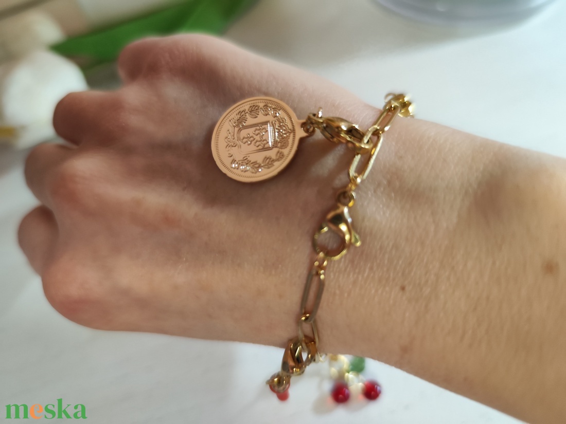 Kézműves nemesacél charm karkötő � egyedi gyümölcsös díszítéssel! - ékszer - karkötő - charm karkötő - Meska.hu