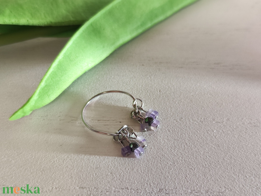 Kézzel készült ametiszt-hematit állítható gyűrű � nemesacél huzalból! - ékszer - gyűrű - gyöngyös gyűrű - Meska.hu