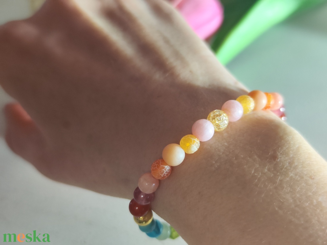 Tavaszi Színharmónia Ásványkarkötő � Rugalmas, 16 cm, 6 mm-es gyöngyök! - ékszer - karkötő - ásványkarkötő - Meska.hu