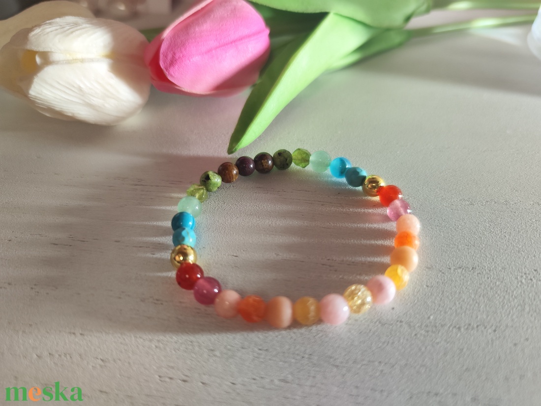 Tavaszi Színharmónia Ásványkarkötő � Rugalmas, 16 cm, 6 mm-es gyöngyök! - ékszer - karkötő - ásványkarkötő - Meska.hu