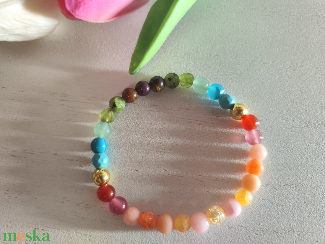 Tavaszi Színharmónia Ásványkarkötő � Rugalmas, 16 cm, 6 mm-es gyöngyök! - ékszer - karkötő - ásványkarkötő - Meska.hu