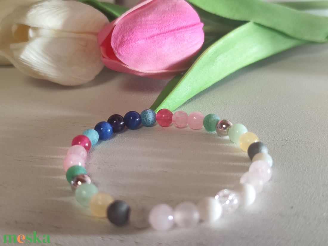Nyári színtípus karkötő ásványokból � frissítő harmónia a csuklódon! - ékszer - karkötő - ásványkarkötő - Meska.hu