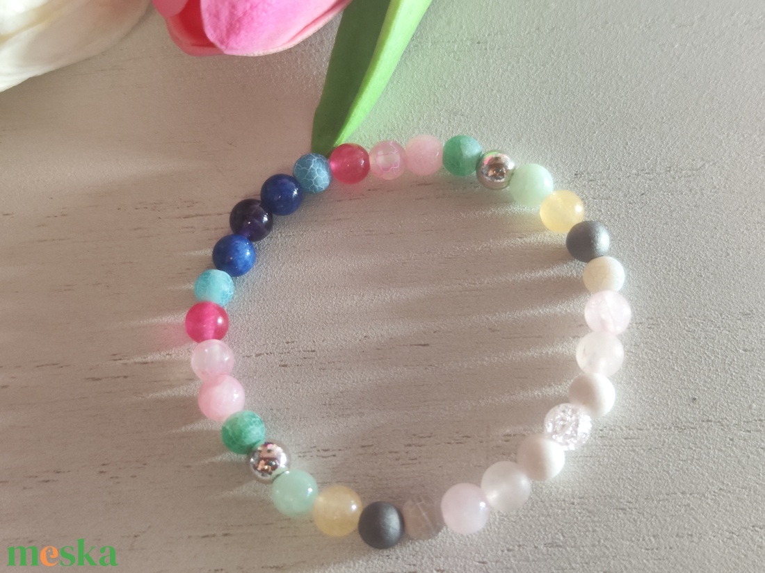 Nyári színtípus karkötő ásványokból � frissítő harmónia a csuklódon! - ékszer - karkötő - ásványkarkötő - Meska.hu