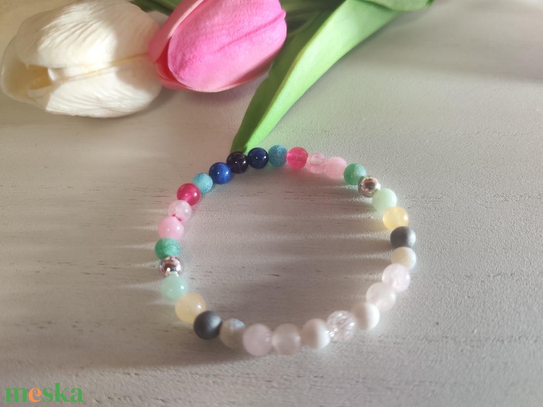 Nyári színtípus karkötő ásványokból � frissítő harmónia a csuklódon! - ékszer - karkötő - ásványkarkötő - Meska.hu