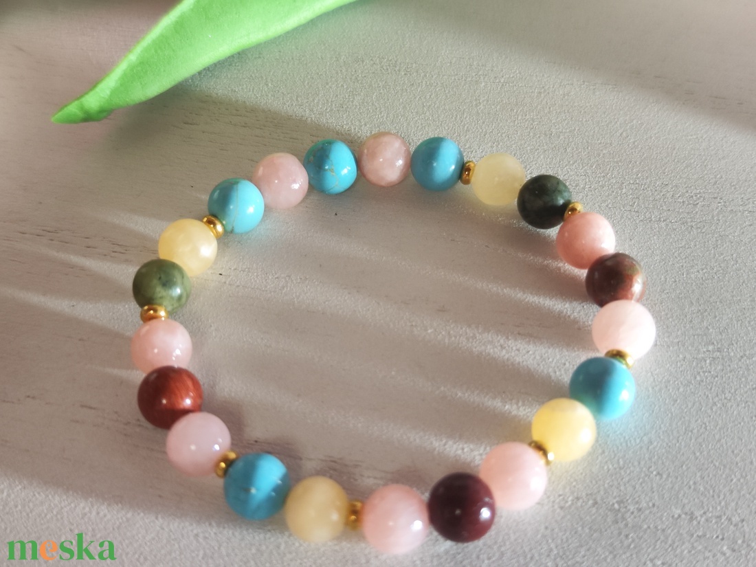 Tavaszi színtípus karkötő, türkinit - jáde harmónia! - ékszer - karkötő - ásványkarkötő - Meska.hu