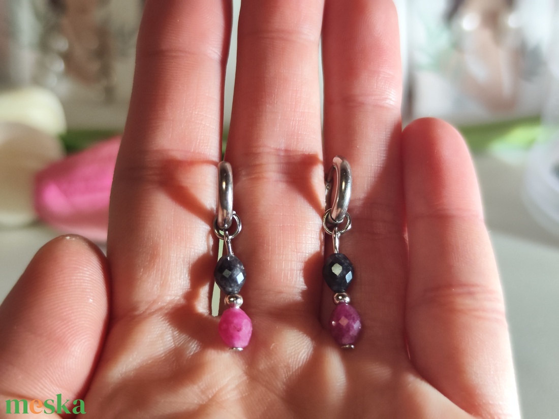 Elegancia és természet: 2 az 1-ben nemesacél karika fülbevaló � Levehető valódi jáspis függővel! - ékszer - fülbevaló - lógó fülbevaló - Meska.hu