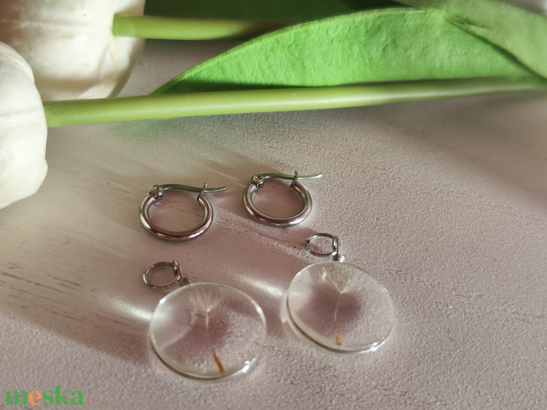 2 az 1-ben Pitypang Varázs � Nemesacél Gyanta Fülbevaló - ékszer - fülbevaló - lógó csepp fülbevaló - Meska.hu