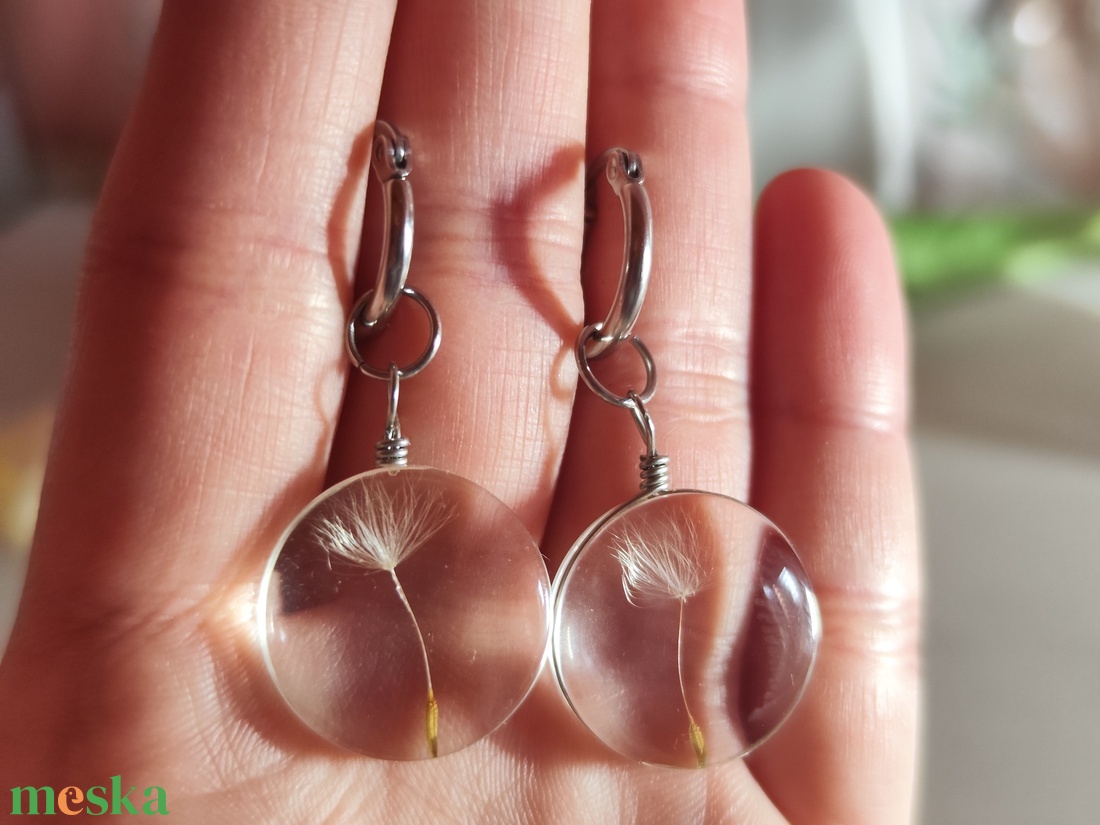 2 az 1-ben Pitypang Varázs � Nemesacél Gyanta Fülbevaló - ékszer - fülbevaló - lógó csepp fülbevaló - Meska.hu