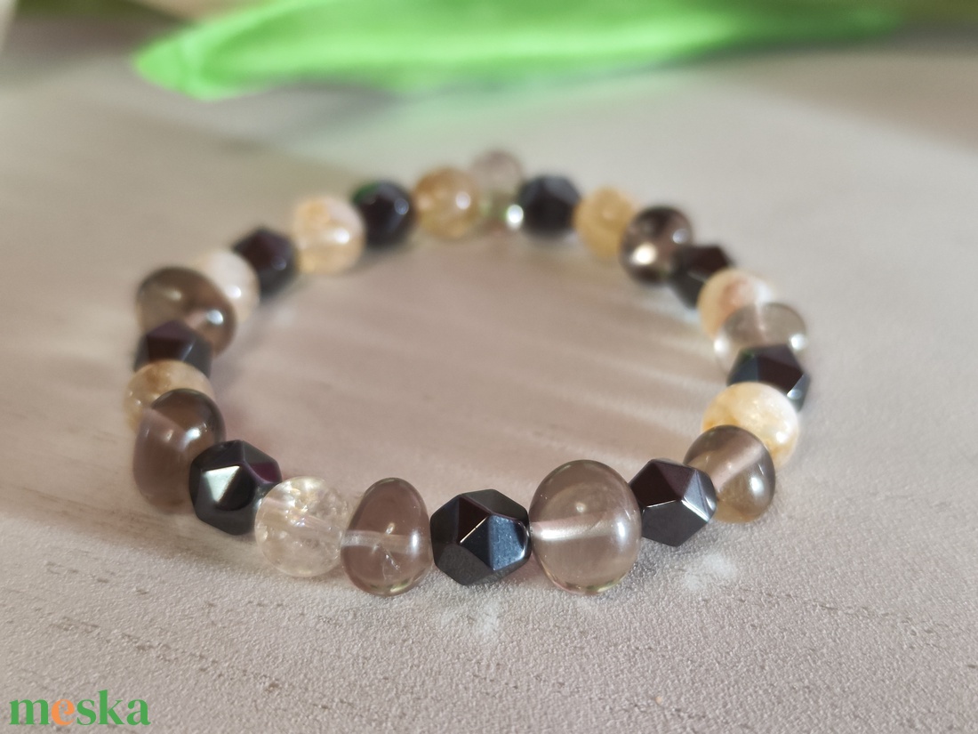 Napfény a sziklák között � Egyedi Füstkvarc, Citrin és Hematit Csillag karkötő - ékszer - karkötő - ásványkarkötő - Meska.hu