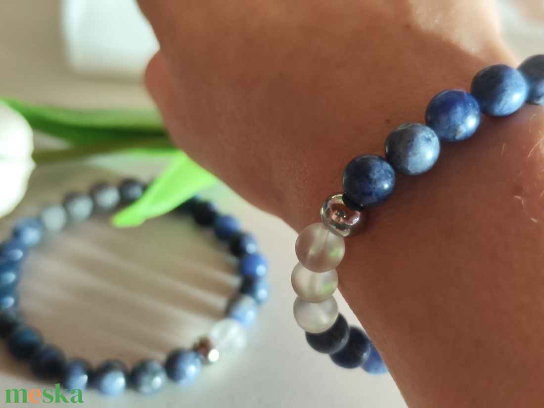 Lélektársak � Prémium páros ásvány karkötő szett (A-minőségű Szodalit - Lávakő) - ékszer - karkötő - ásványkarkötő - Meska.hu