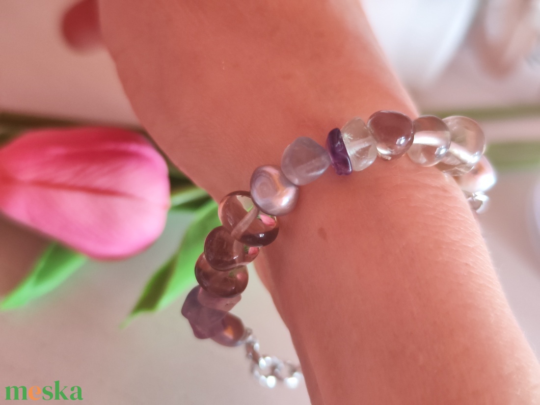 Harmónia és Elegancia: Nemesacél Karkötő Barokk Gyönggyel és Ásványokkal - ékszer - karkötő - ásványkarkötő - Meska.hu