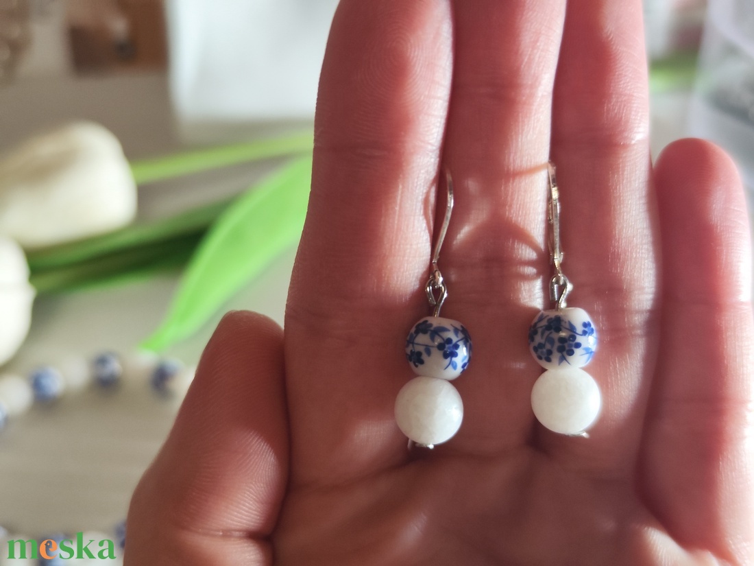 Kék-Fehér Elegancia � Hójáde és Orchidea Kerámia Ékszerszett - ékszer - ékszerszett - Meska.hu