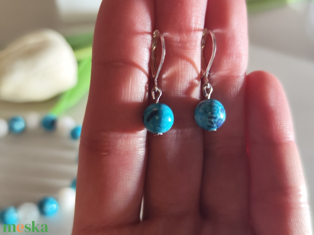 Óceán és Hó � Jáde Ékszerszett Hegyikristállyal - ékszer - ékszerszett - Meska.hu