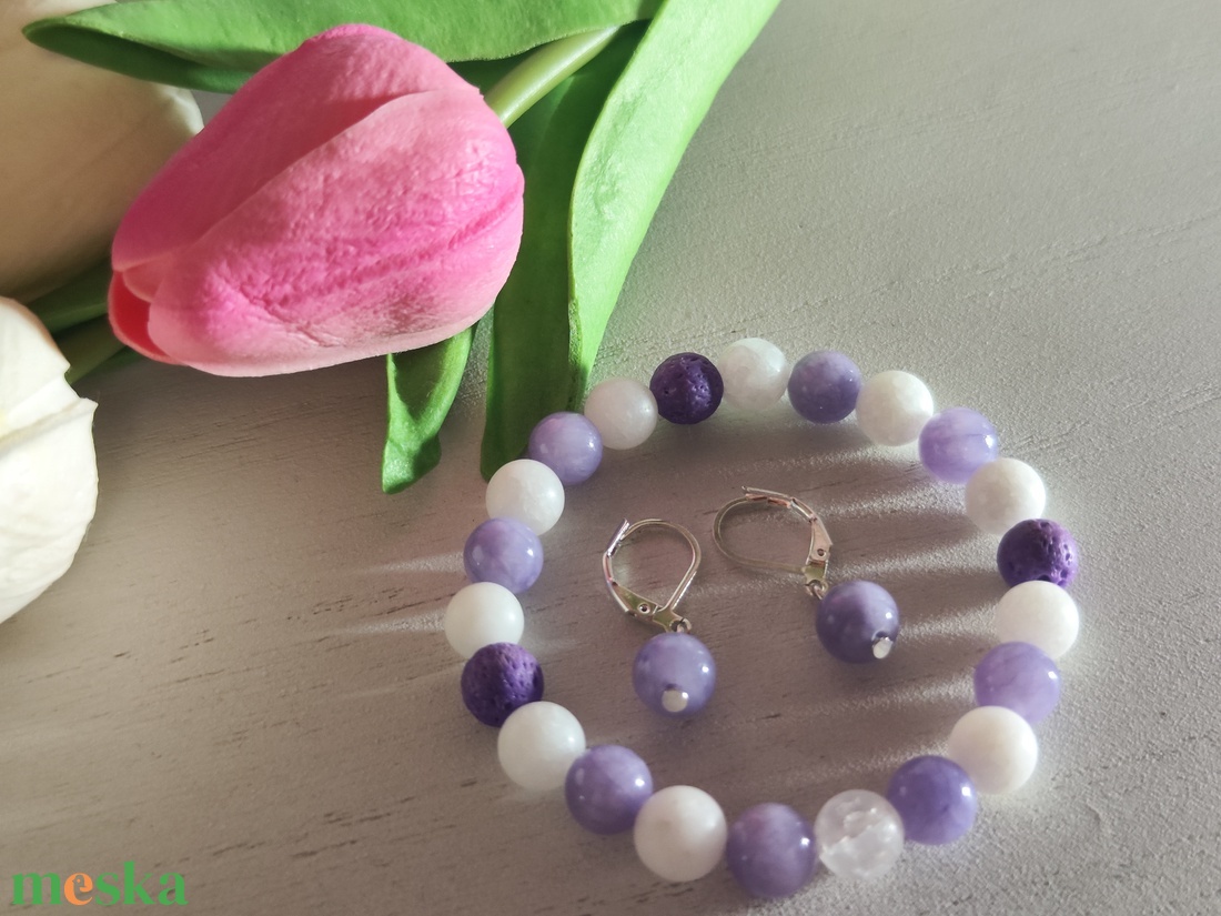 Levendula Álom Ékszerszett - Egyedi Ajándék Nőknek - Jáde és Hegyikristály - ékszer - ékszerszett - Meska.hu