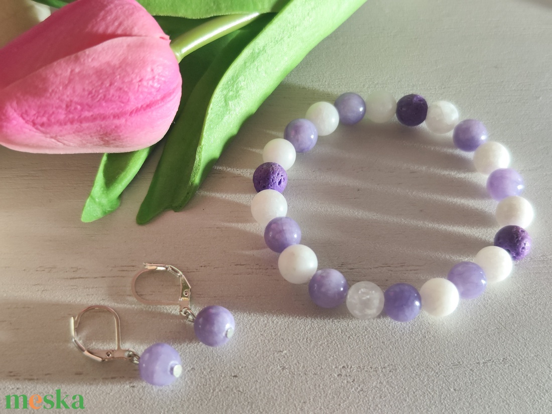 Levendula Álom Ékszerszett - Egyedi Ajándék Nőknek - Jáde és Hegyikristály - ékszer - ékszerszett - Meska.hu