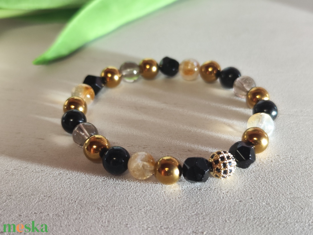 Éjféli Arany Luxus � Kézműves Ásvány Karkötő Tél és Ősz Típusoknak - ékszer - karkötő - ásványkarkötő - Meska.hu