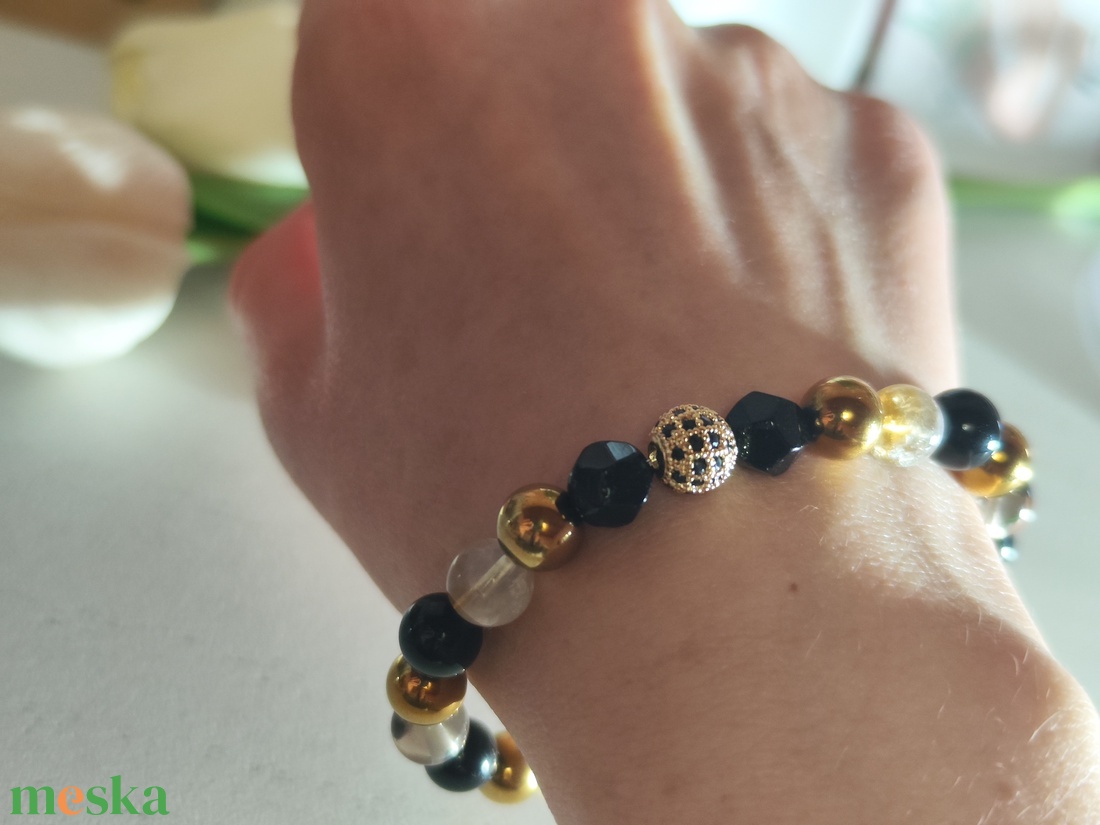 Éjféli Arany Luxus � Kézműves Ásvány Karkötő Tél és Ősz Típusoknak - ékszer - karkötő - ásványkarkötő - Meska.hu