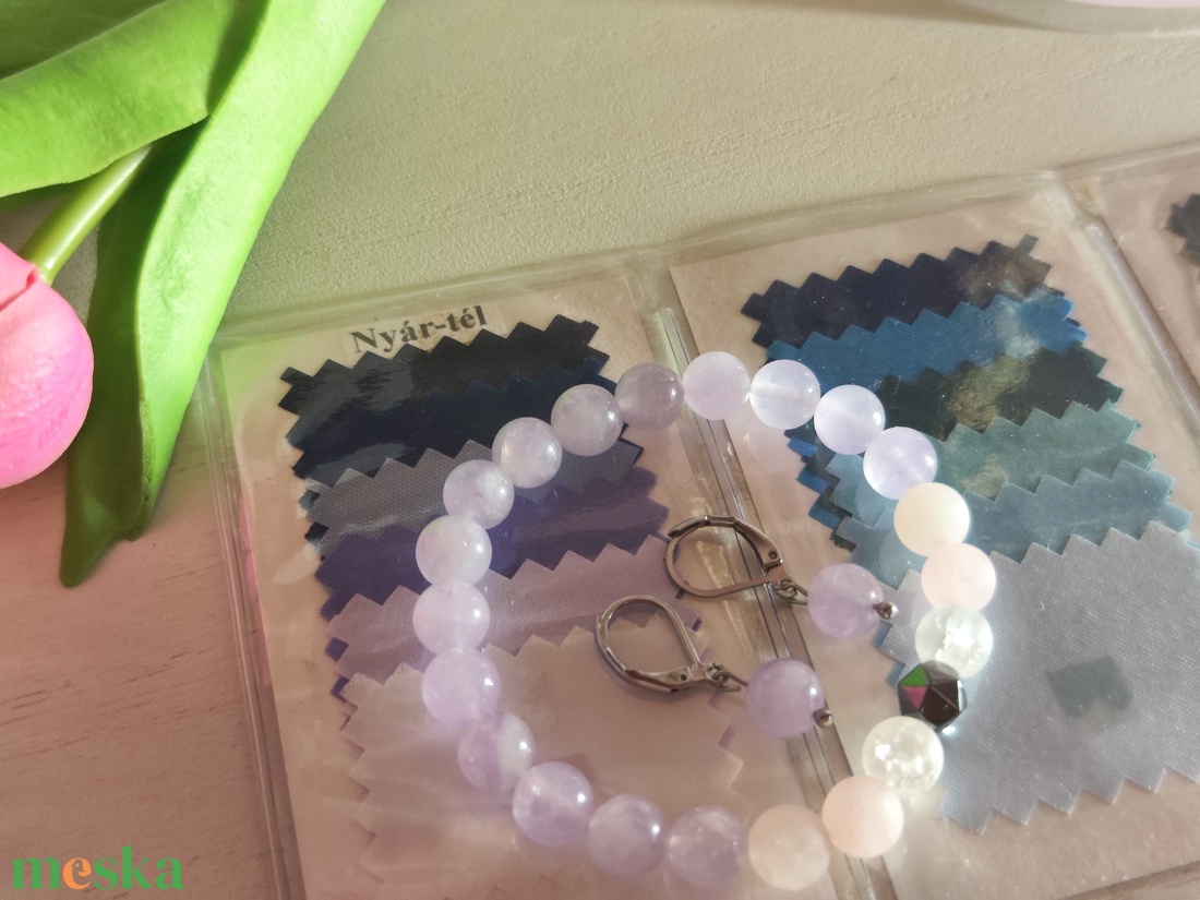 Levendula Szerenád � Prémium Ásvány Szett Nyár és Tél típusoknak, Karkötő + Fülbevaló - ékszer - ékszerszett - Meska.hu