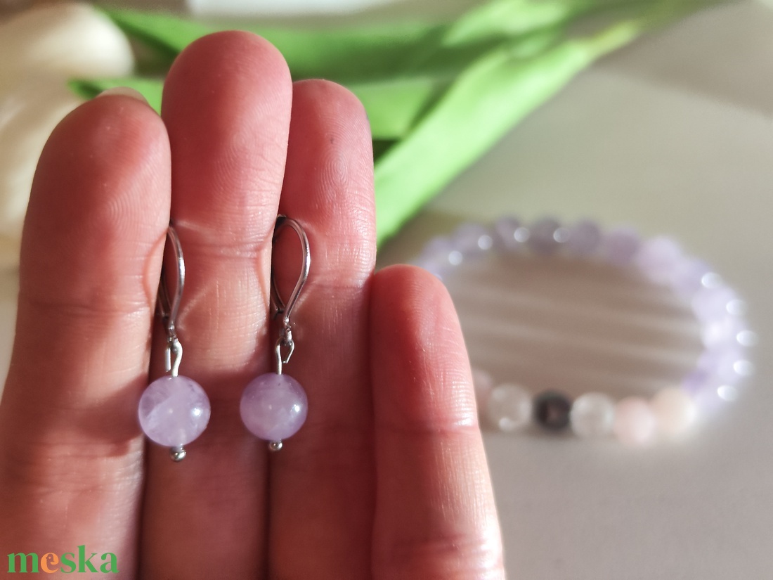 Levendula Szerenád � Prémium Ásvány Szett Nyár és Tél típusoknak, Karkötő + Fülbevaló - ékszer - ékszerszett - Meska.hu