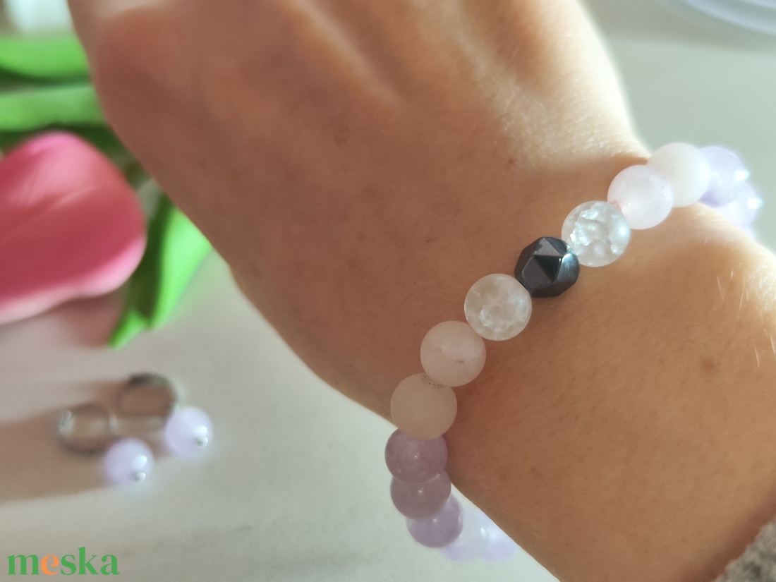 Levendula Szerenád � Prémium Ásvány Szett Nyár és Tél típusoknak, Karkötő + Fülbevaló - ékszer - ékszerszett - Meska.hu