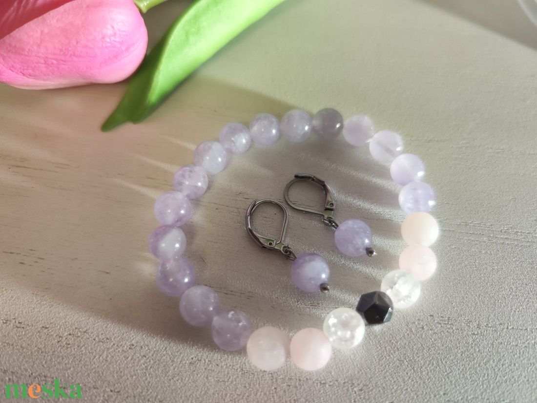 Levendula Szerenád � Prémium Ásvány Szett Nyár és Tél típusoknak, Karkötő + Fülbevaló - ékszer - ékszerszett - Meska.hu