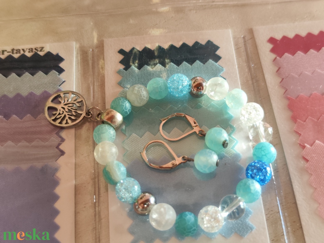 Égszínkék Harmónia � Nemesacél Achát és Hegyikristály Ékszerszett  - ékszer - ékszerszett - Meska.hu