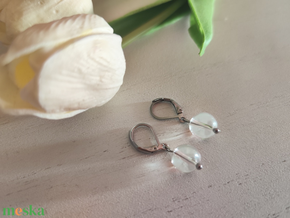 Ásványok Ereje � Nemesacél Biztonsági Kapcsos Fülbevalók  - ékszer - fülbevaló - lógós kerek fülbevaló - Meska.hu