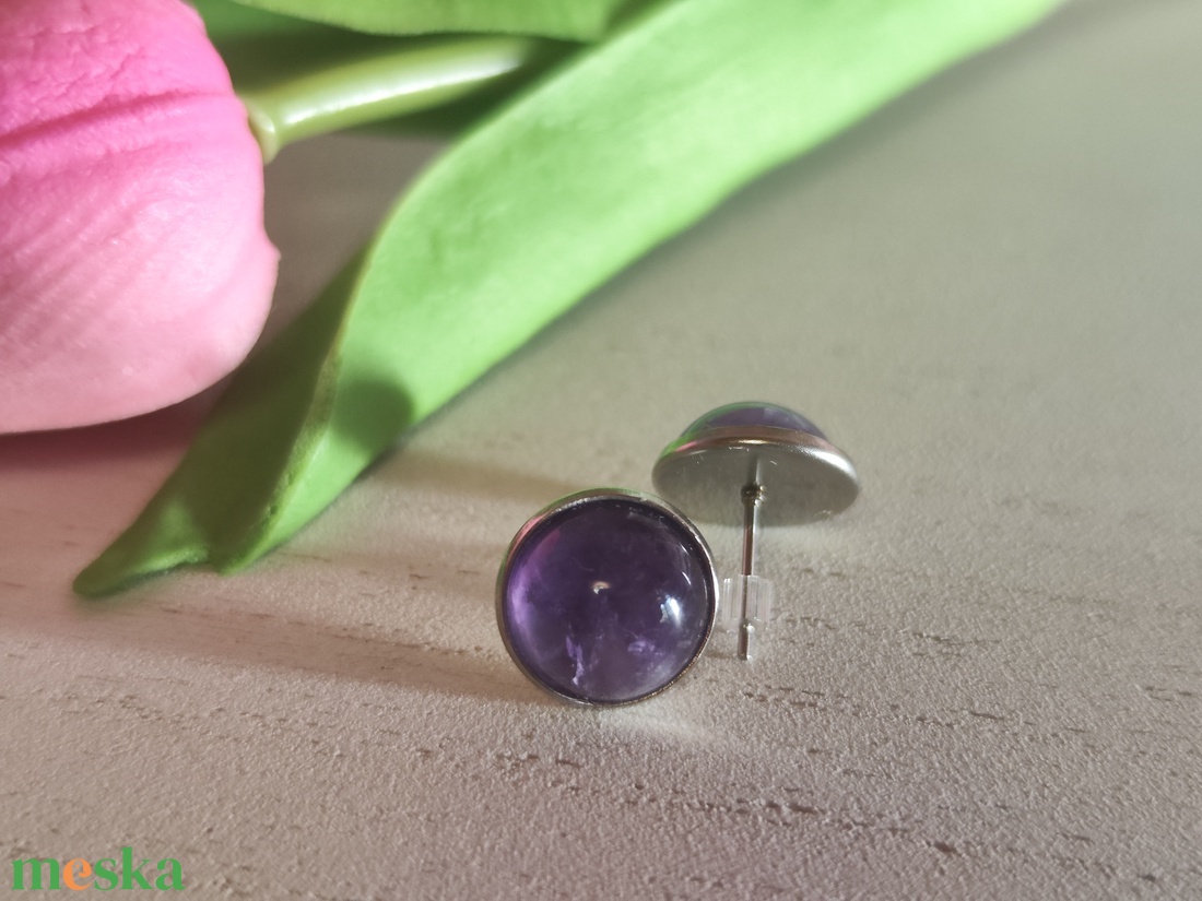 Anyák Napi Ajándék Szett - Ametiszt és Kék Jáde Nemesacél Fülbevaló Duó - ékszer - fülbevaló - pötty fülbevaló - Meska.hu