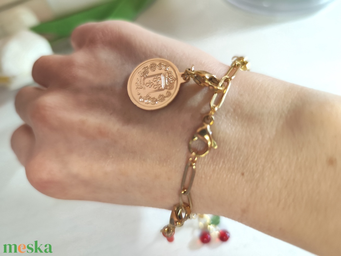 Kézműves nemesacél charm karkötő � egyedi gyümölcsös díszítéssel- állítható méret! - ékszer - karkötő - charm karkötő - Meska.hu