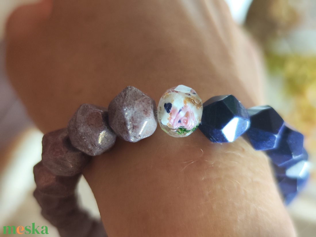 Varázslatos Harmónia � Lapis Lazuli és Cseh Kristály Gumis Karkötő - ékszer - karkötő - ásványkarkötő - Meska.hu