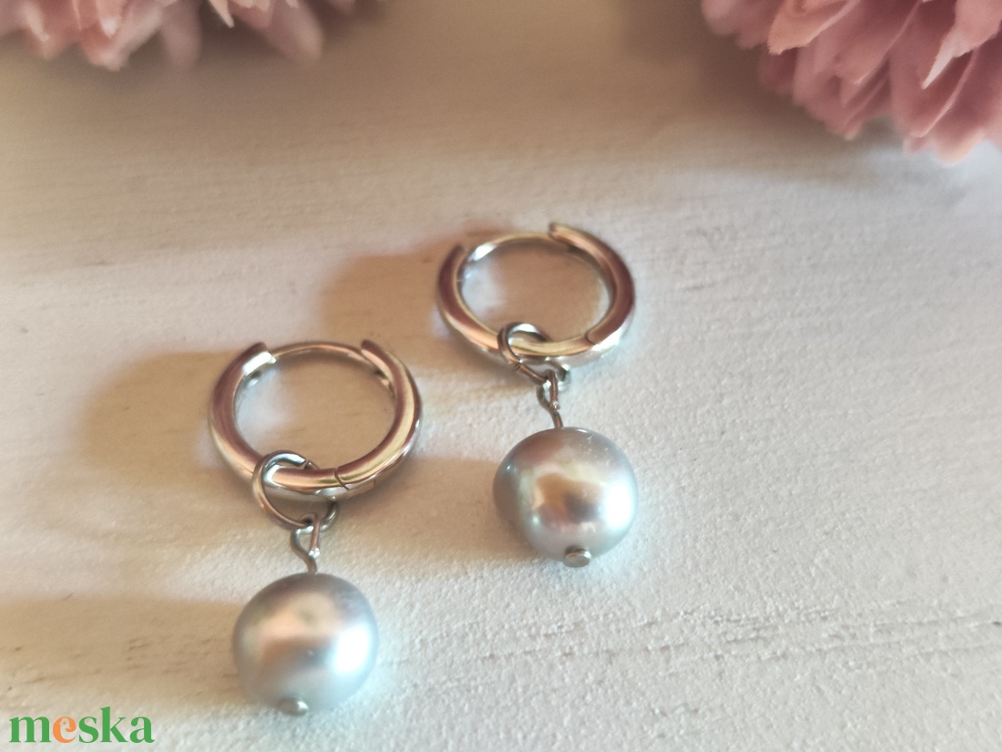 Elegáns S925 ezüst valódi gyöngy fülbevaló � variálható dizájnnal!  - ékszer - fülbevaló - lógós kerek fülbevaló - Meska.hu