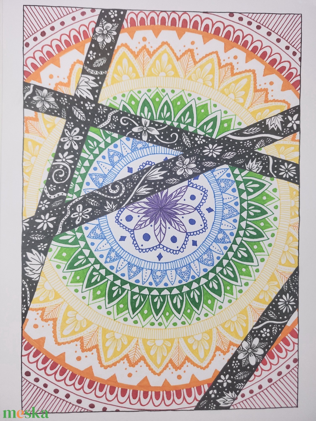 Csíkos mandala - művészet - grafika & illusztráció - egyéb rajzok - Meska.hu