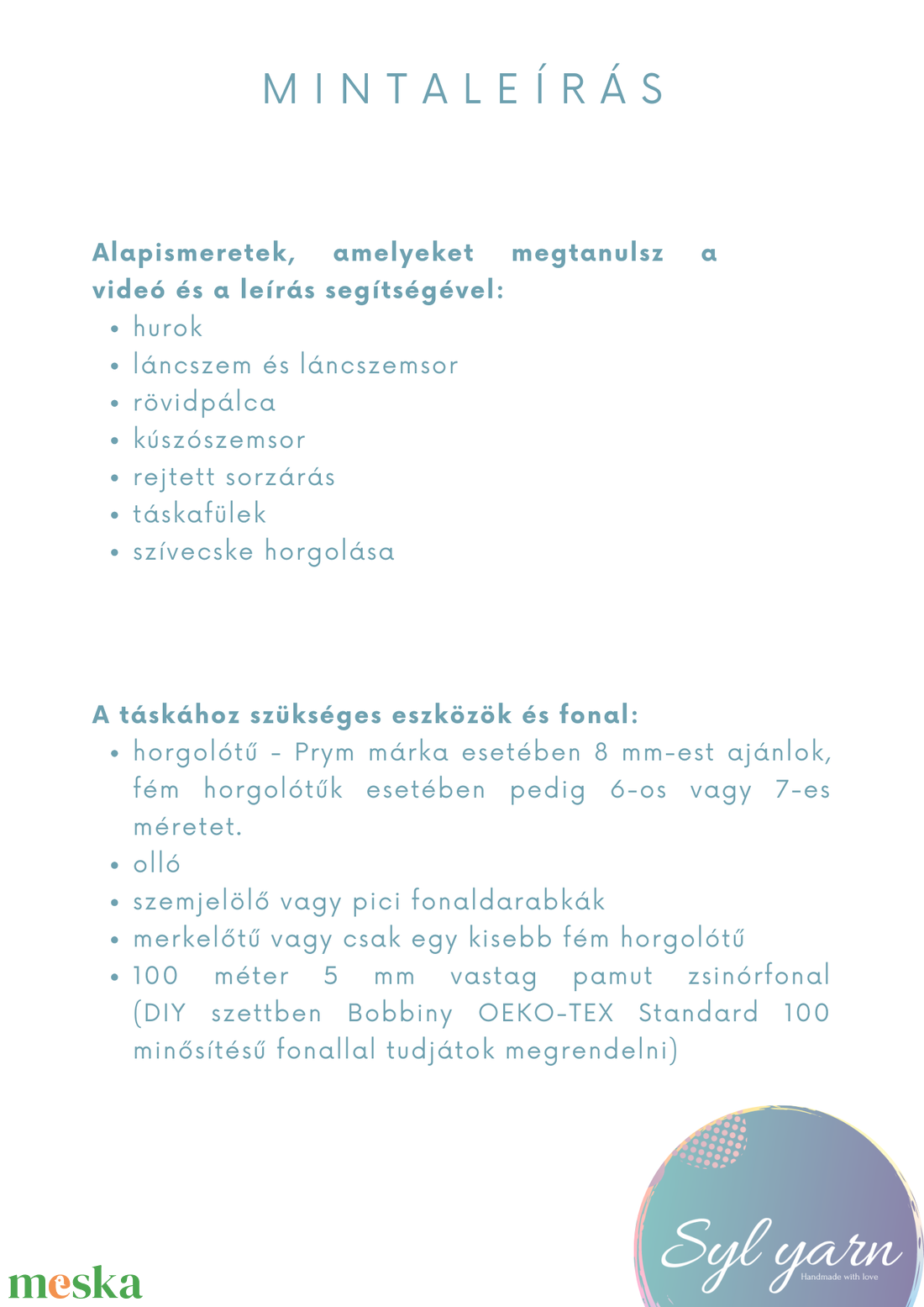 Basic horgolt táska mintaleírás PDF+VIDEO - diy (csináld magad) - szabásminta, útmutató - horgolási minta - Meska.hu Basic horgolt táska mintaleírás PDF+VIDEO - diy (csináld magad) - szabásminta, útmutató - horgolási minta - Meska.hu