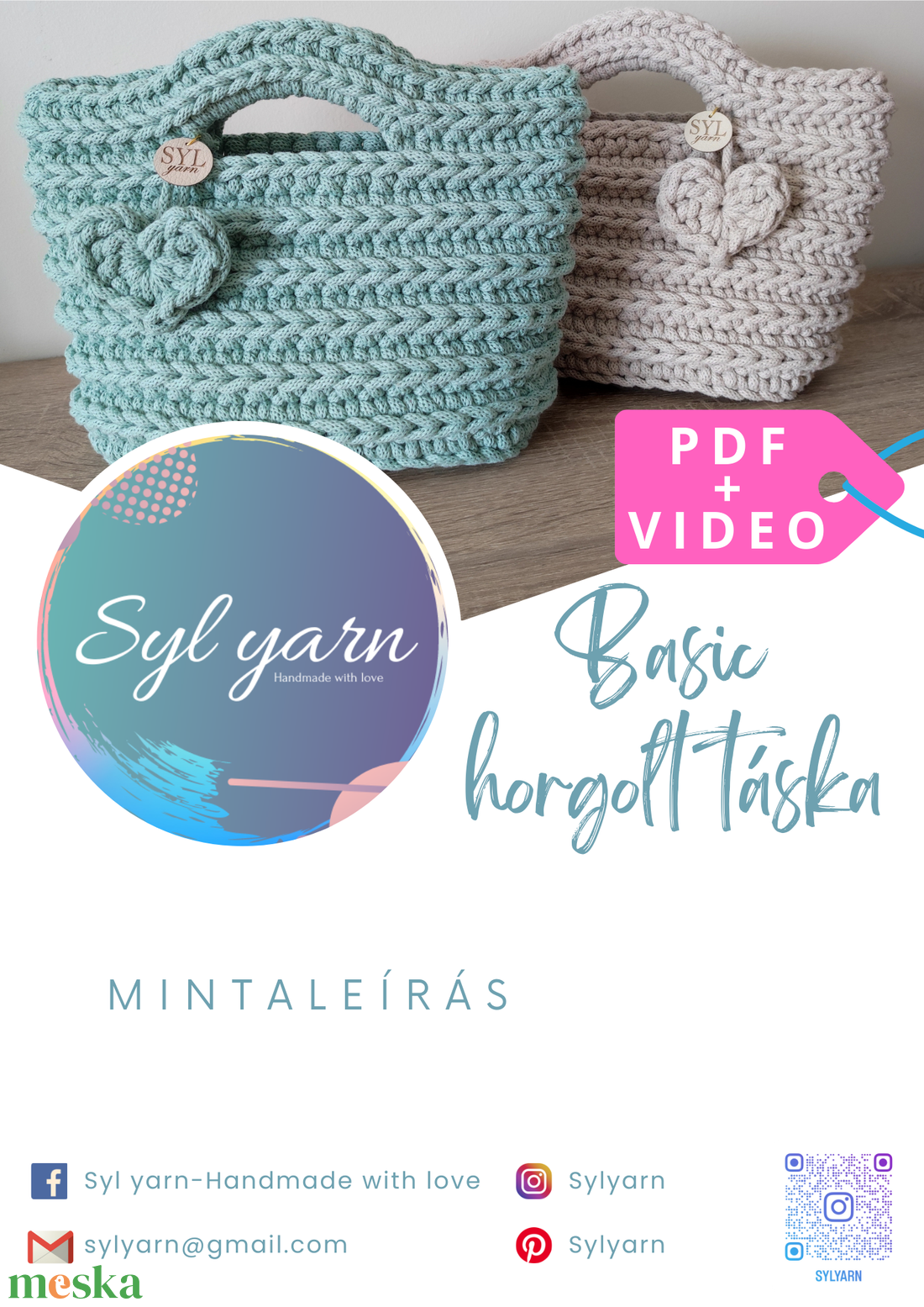 Basic horgolt táska mintaleírás PDF+VIDEO - diy (csináld magad) - szabásminta, útmutató - horgolási minta - Meska.hu Basic horgolt táska mintaleírás PDF+VIDEO - diy (csináld magad) - szabásminta, útmutató - horgolási minta - Meska.hu