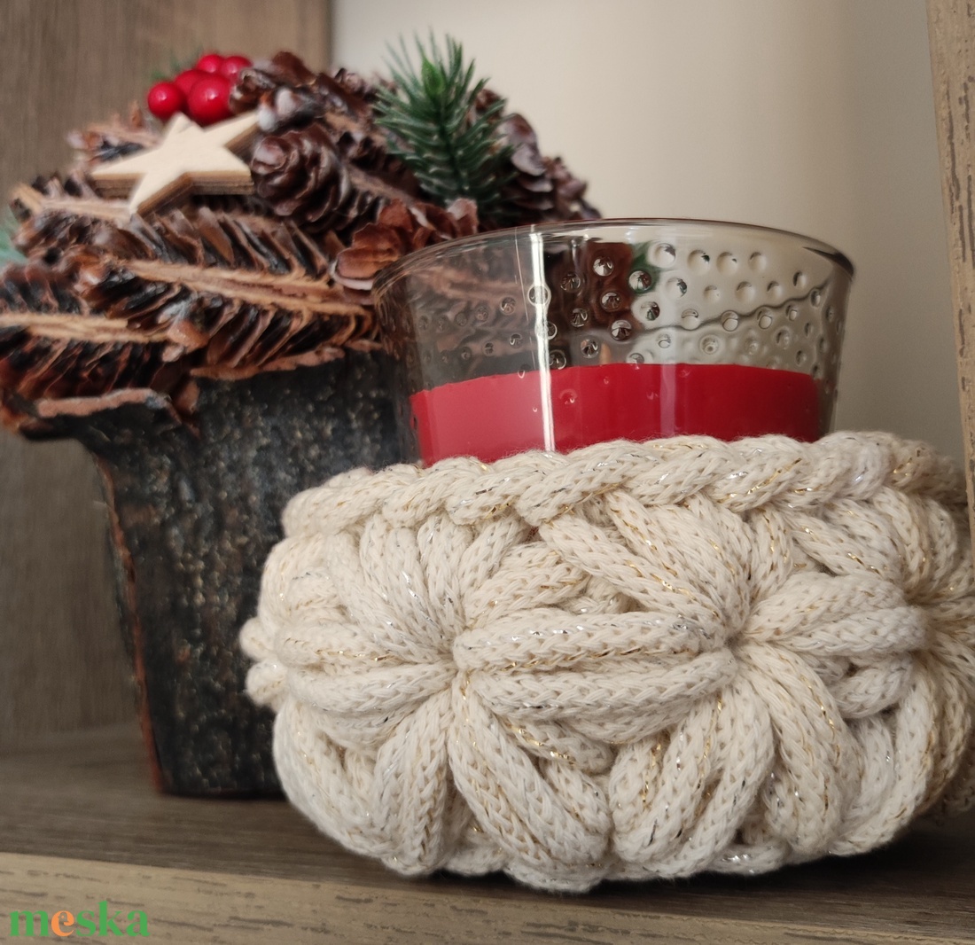 Jázmin mintás gyertyatartó - karácsony - karácsonyi lakásdekoráció - karácsonyi illatgyertya, mécses - Meska.hu