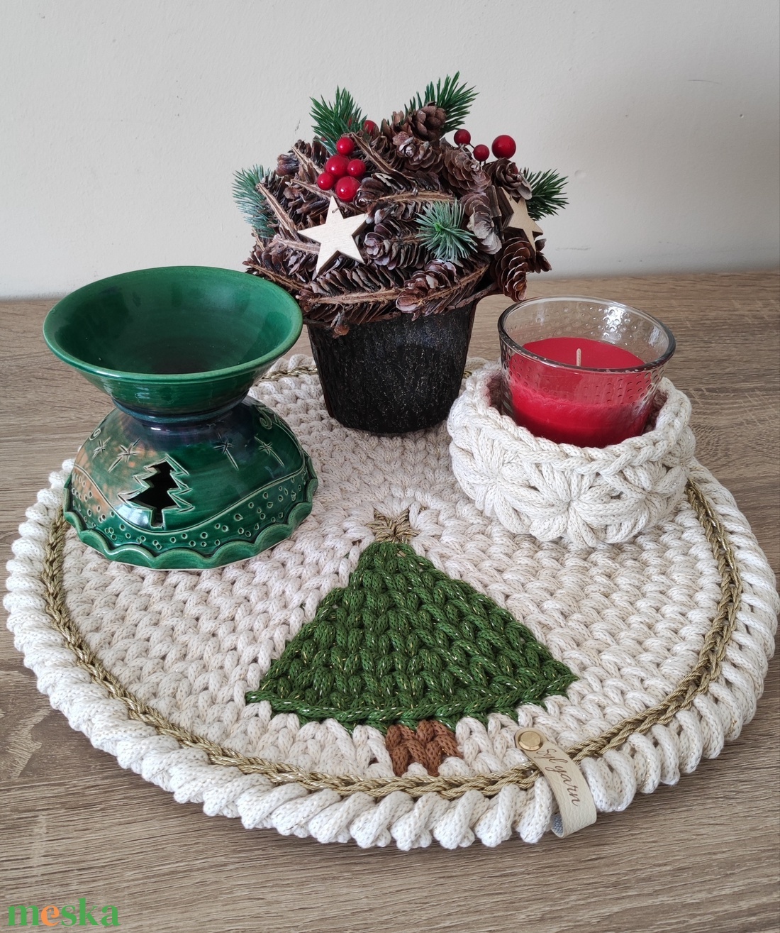 Jázmin mintás gyertyatartó - karácsony - karácsonyi lakásdekoráció - karácsonyi illatgyertya, mécses - Meska.hu