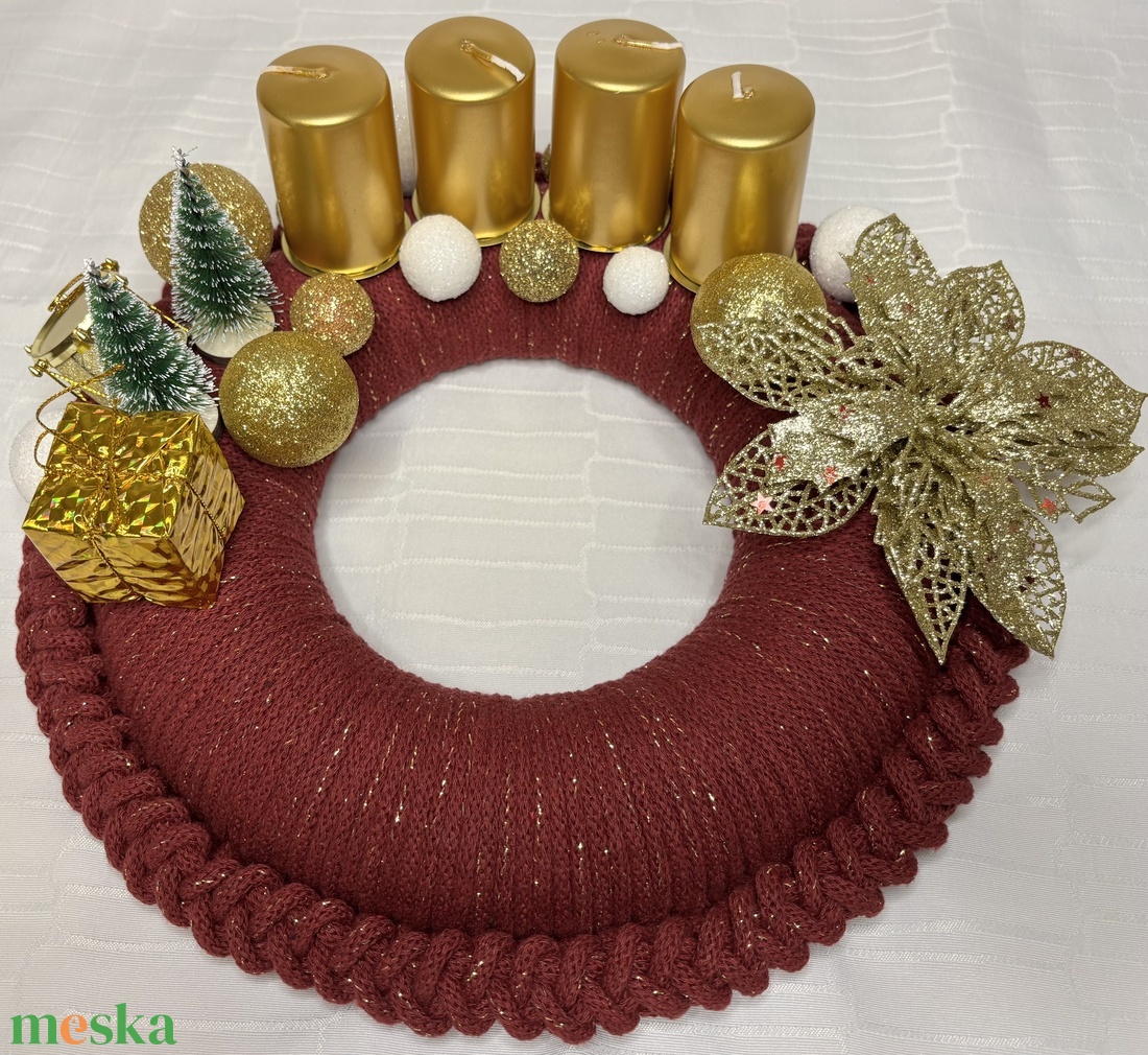 Horgolt adventi koszorú - karácsony - adventi díszek - adventi koszorú - Meska.hu