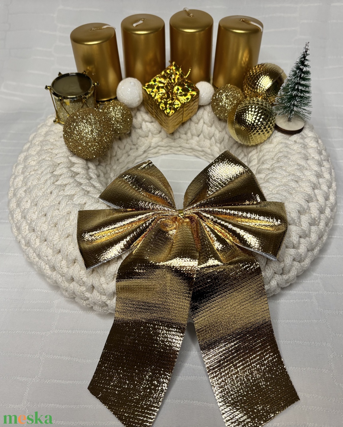 Horgolt adventi koszorú - karácsony - adventi díszek - adventi koszorú - Meska.hu