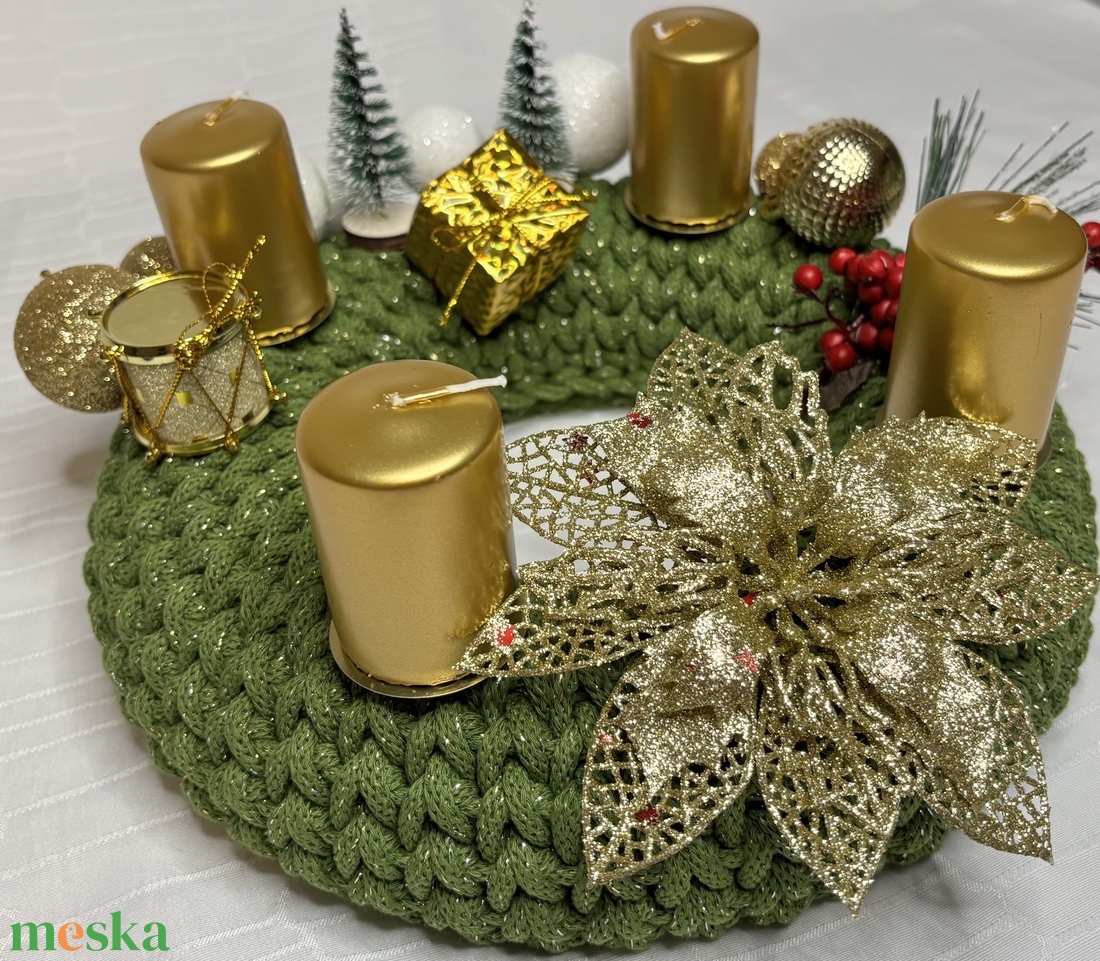 Horgolt adventi koszorú - karácsony - adventi díszek - adventi koszorú - Meska.hu