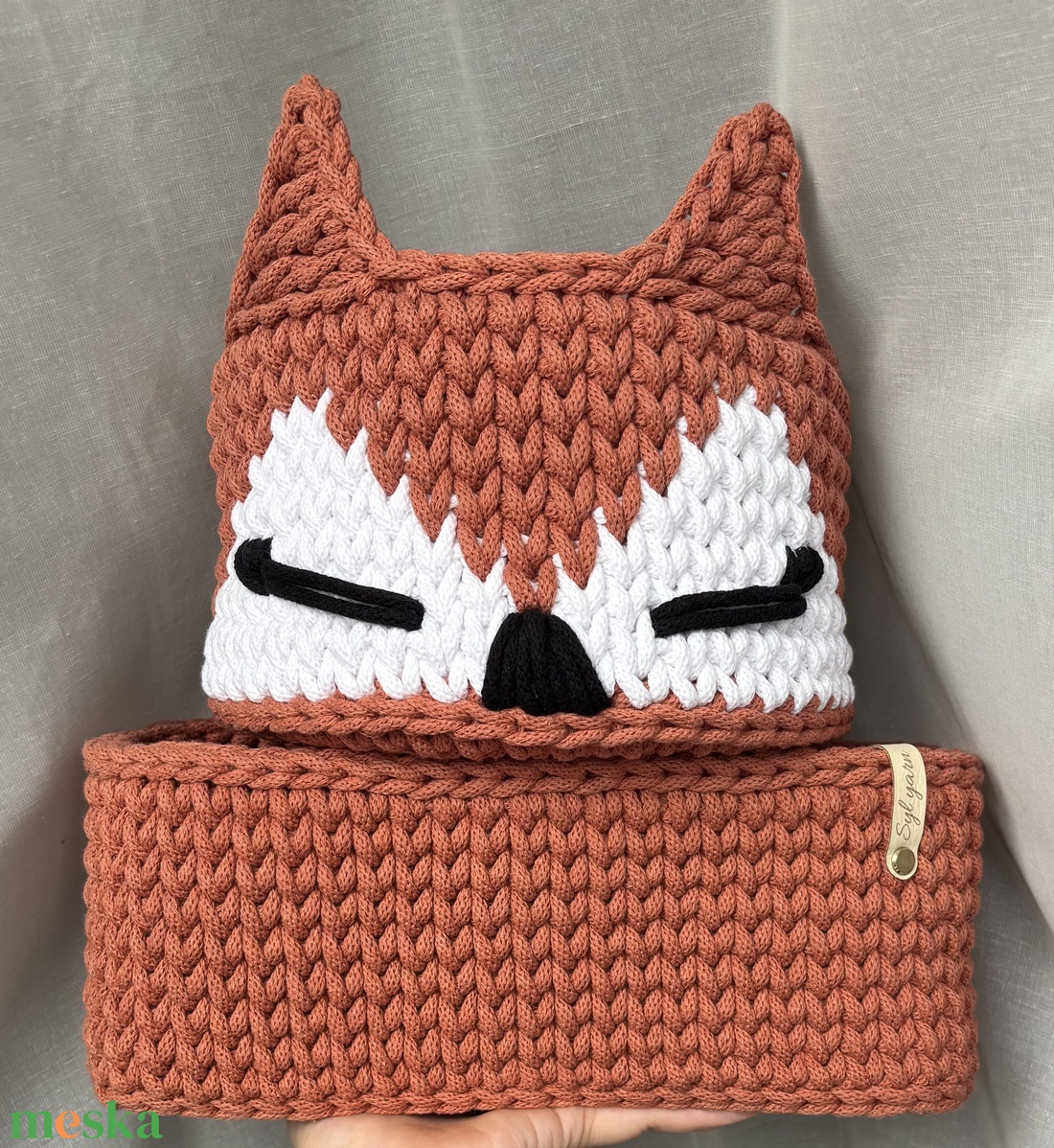 Horgolt rókás kosár, tároló szett / Babaváró ajándék - baba - mama - babaszobabútor - játéktároló - Meska.hu