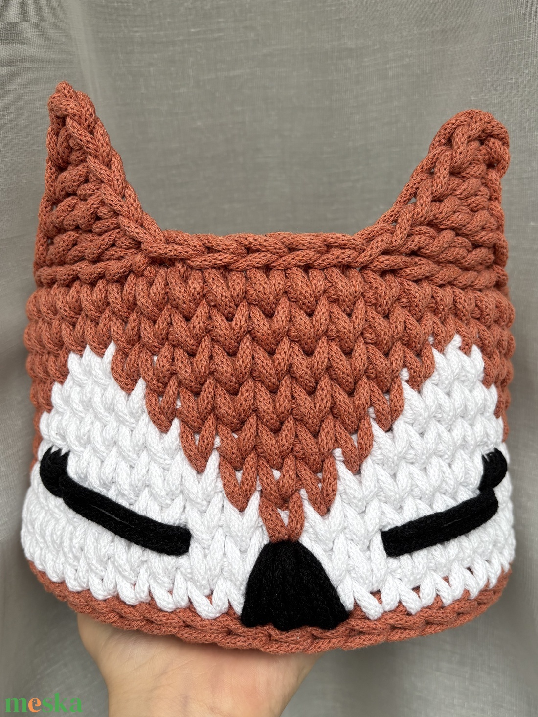 Horgolt rókás kosár, tároló szett / Babaváró ajándék - baba - mama - babaszobabútor - játéktároló - Meska.hu