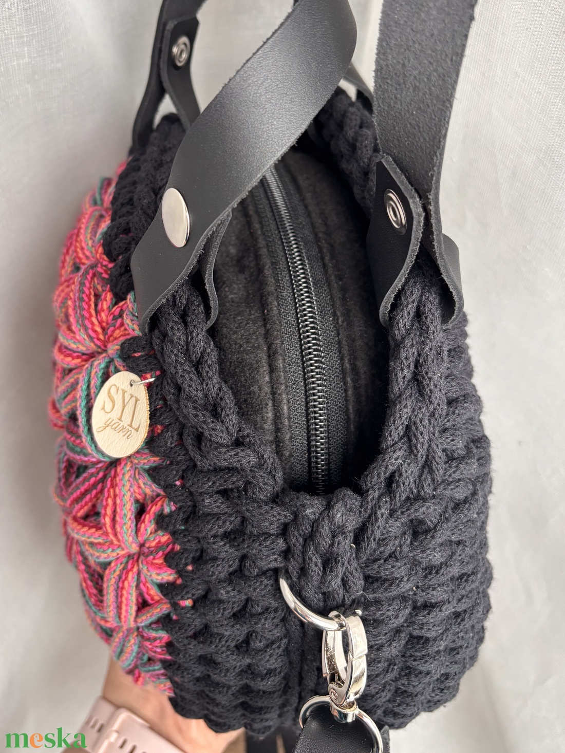 Horgolt jázmin mintás táska - táska & tok - kézitáska & válltáska - vállon átvethető táska - Meska.hu