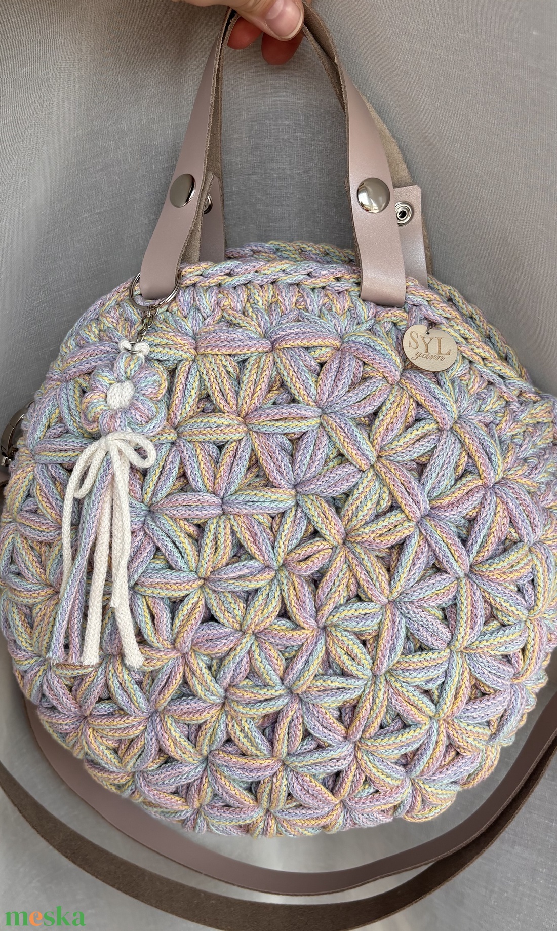 Horgolt jázmin mintás táska - táska & tok - kézitáska & válltáska - vállon átvethető táska - Meska.hu