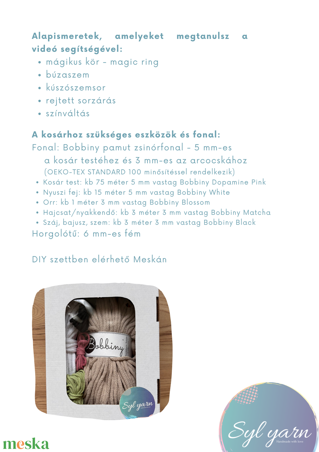 Nyuszis horgolt kosár VIDEO - diy (csináld magad) - szabásminta, útmutató - horgolási minta - Meska.hu
