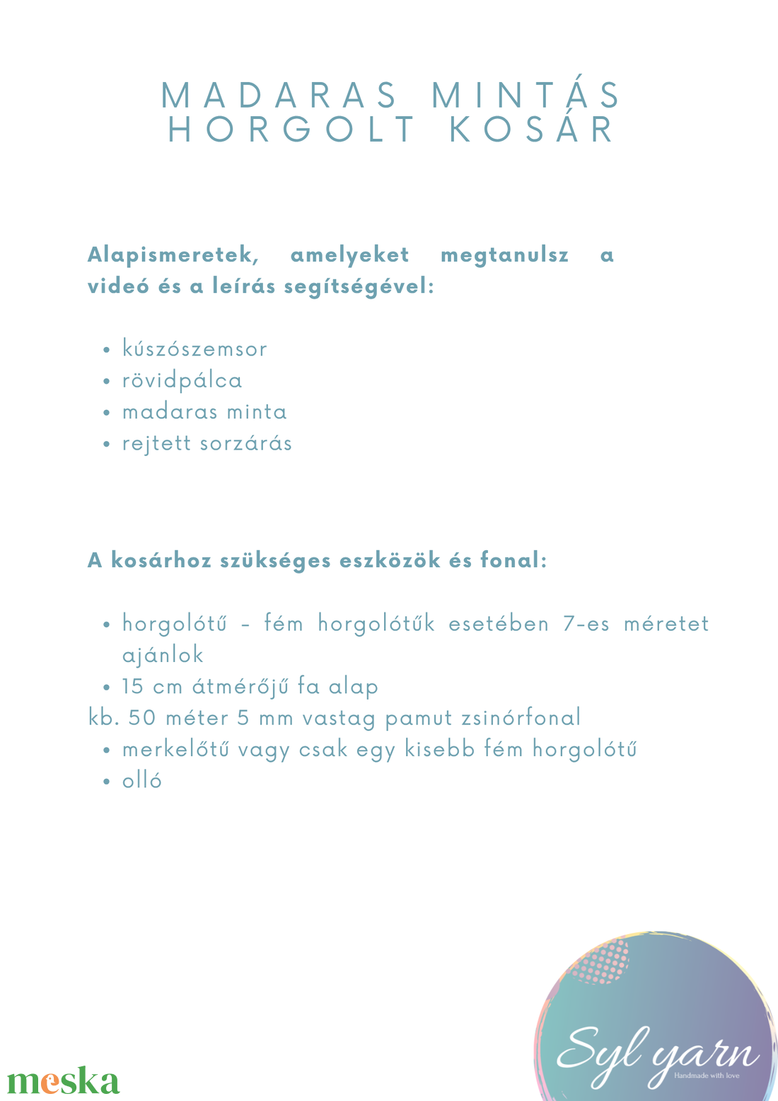 Madaras mintás horgolt kosár PDF+VIDEO - diy (csináld magad) - szabásminta, útmutató - horgolási minta - Meska.hu