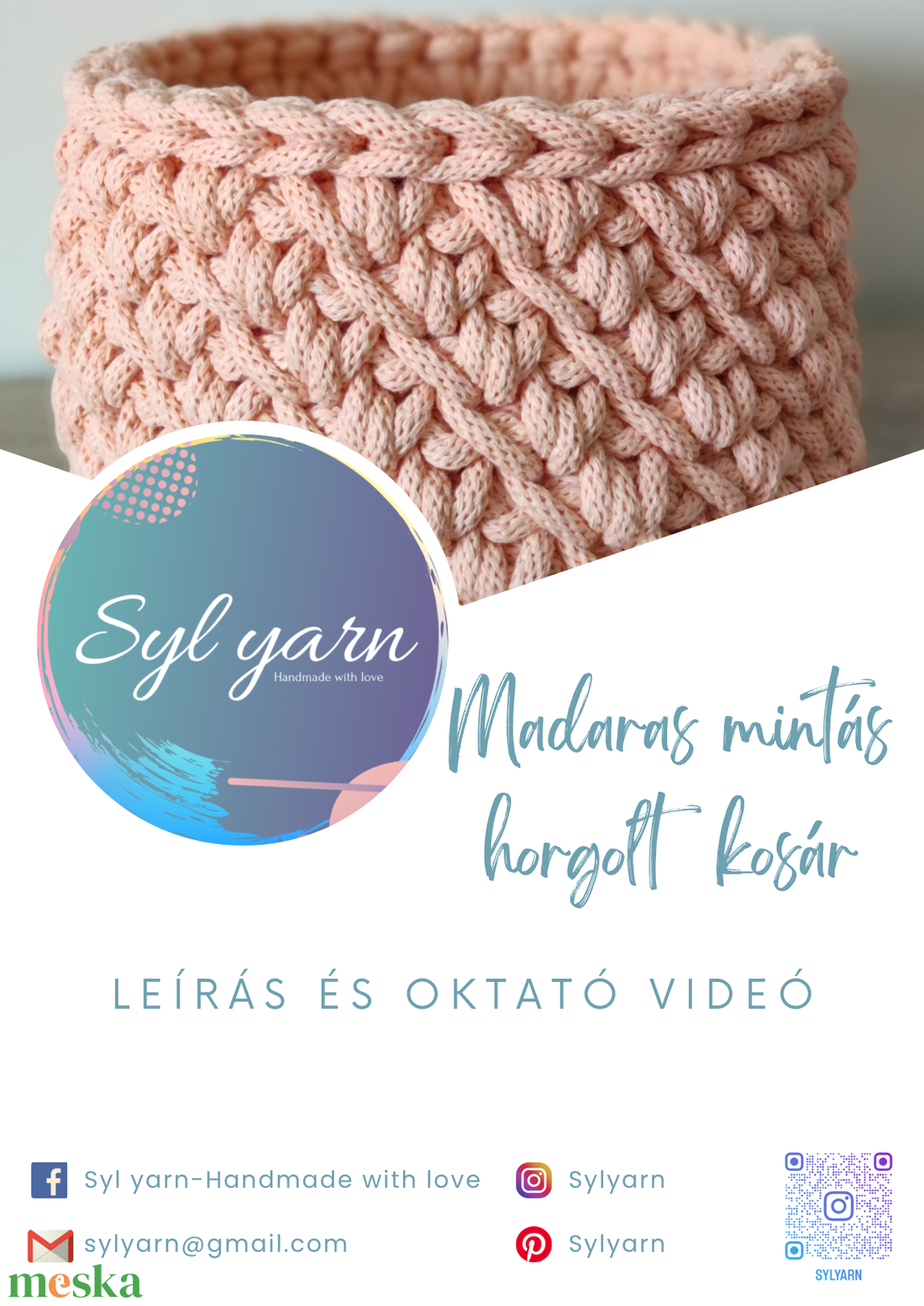 Madaras mintás horgolt kosár PDF+VIDEO - diy (csináld magad) - szabásminta, útmutató - horgolási minta - Meska.hu