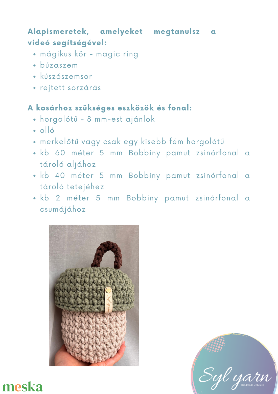 Horgolt makkos tároló oktatóvideó - diy (csináld magad) - szabásminta, útmutató - horgolási minta - Meska.hu